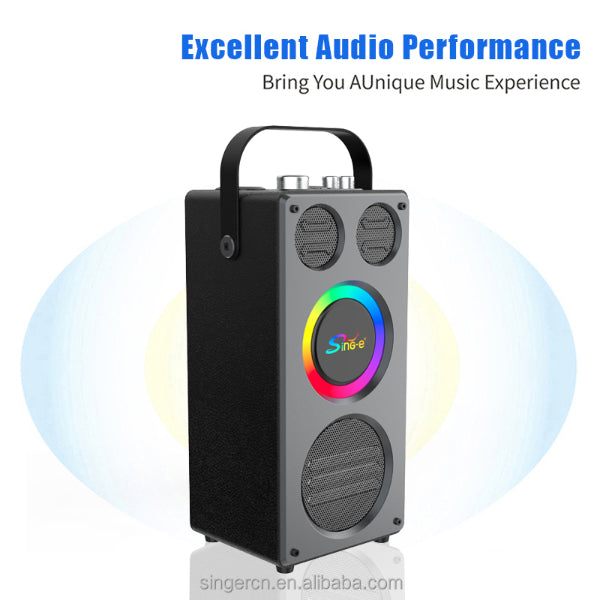 Enceinte Bluetooth Karaoke 60W avec 2 Micros Sans Fil – LED RGB – Bluetooth 5.3 Electroshopdakar