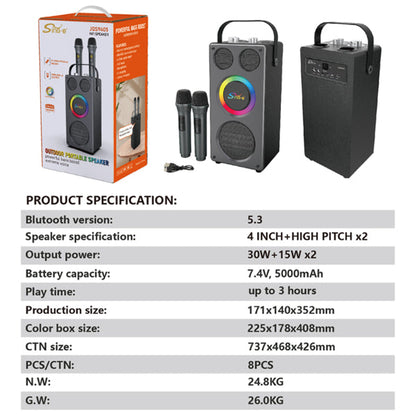 Enceinte Bluetooth Karaoke 60W avec 2 Micros Sans Fil – LED RGB – Bluetooth 5.3 Electroshopdakar