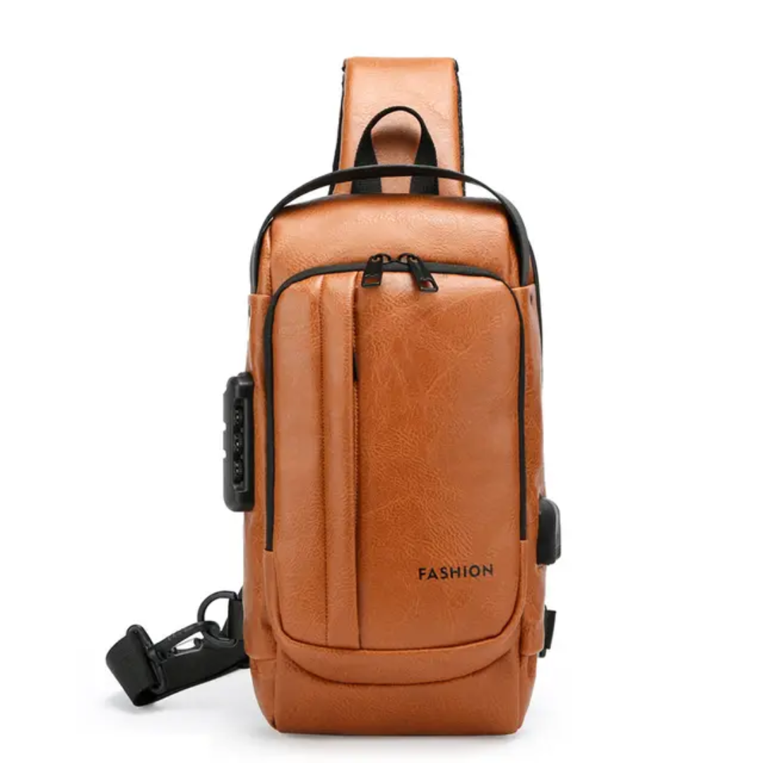 Sac Bandoulière Homme Antivol en Cuir PU – USB, Imperméable & Élégant Electroshopdakar