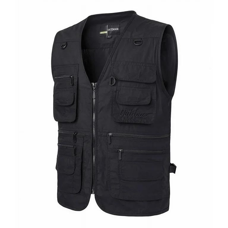 Gilet Multi-Poches Homme Outdoor – Gilet de Pêche, Randonnée, Safari et Travail Noir Electroshopdakar