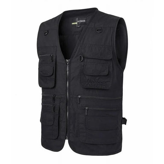 Gilet Multi-Poches Homme Outdoor – Gilet de Pêche, Randonnée, Safari et Travail Noir Electroshopdakar