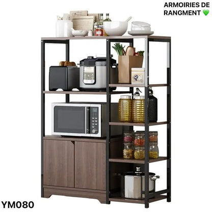 Étagère de Rangement Cuisine Multifonction – Métal et Bois Electroshopdakar