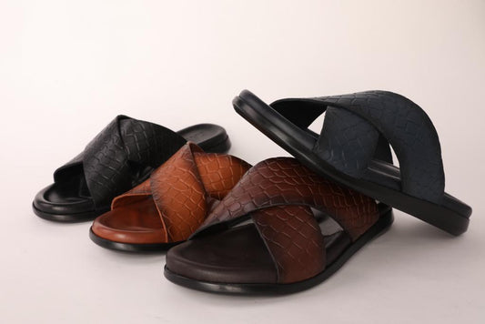 Sandales Homme Croisées Style Cuir Motif Croco Electroshopdakar