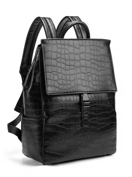 Sac à dos en similicuir noir effet croco - Élégance et durabilité Electroshopdakar